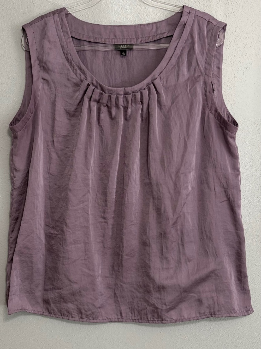 Talbots Purple Pleated Neck Sleeveless Blouse Shell XL